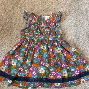 Matilda Jane Floral Ruffle Sleeve Dress in Teal, Orange & Purple